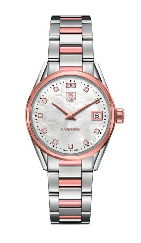 TAG Heuer Carrera Lady Quartz 32 Stainless Steel / Rose Gold / MOP - Diamond / Bracelet